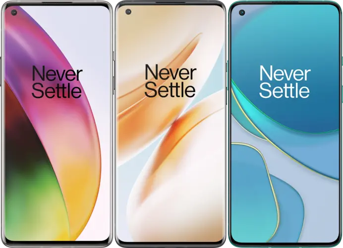 图 5 左起一加 8、一加 8 Pro、一加 8T