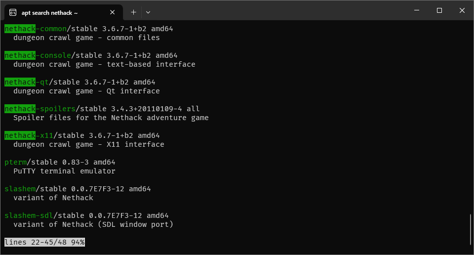 nethack 搜索结果